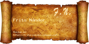 Frits Nándor névjegykártya